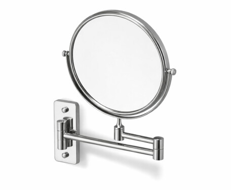 Kosmetikspiegel, gerade, 3-fache Vergrößerung, rund, schwenkbar, doppelter beweglicher Arm / Chrom
