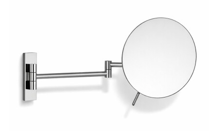 Kosmetikspiegel mit 3-facher Vergrößerung, rund, klappbar, mit doppeltem schwenkbarem Arm / verchromt