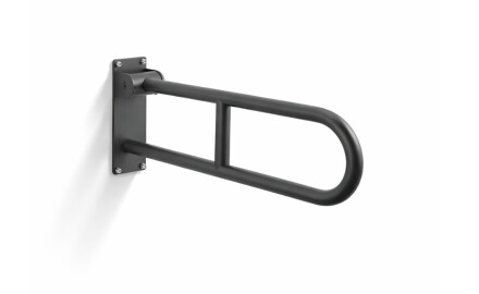 Stützhandlauf für Menschen mit Behinderungen, Ø 32, gebogen, klappbar, STANDARD – 60 cm / Edelstahl, mattschwarz