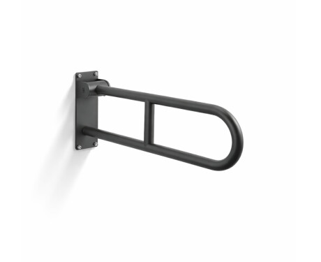 Stützhandlauf für Menschen mit Behinderungen, Ø 32, gebogen, klappbar, STANDARD – 60 cm / Edelstahl, mattschwarz