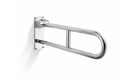 Stützhandlauf für Menschen mit Behinderungen, Ø 32, gebogen und schwenkbar, STANDARD – 60 cm / polierter Edelstahl