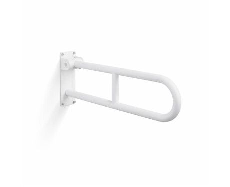 Stützhandlauf für Menschen mit Behinderungen, Ø 32, gebogen, schwenkbar, STANDARD – 60 cm / Edelstahl, mattweiß