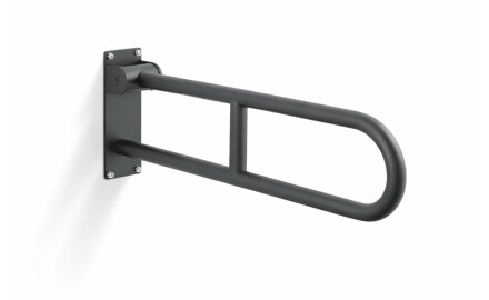 Stützhandlauf für Menschen mit Behinderungen, Ø 32, gebogen und schwenkbar, STANDARD – 70 cm / Edelstahl, mattschwarz
