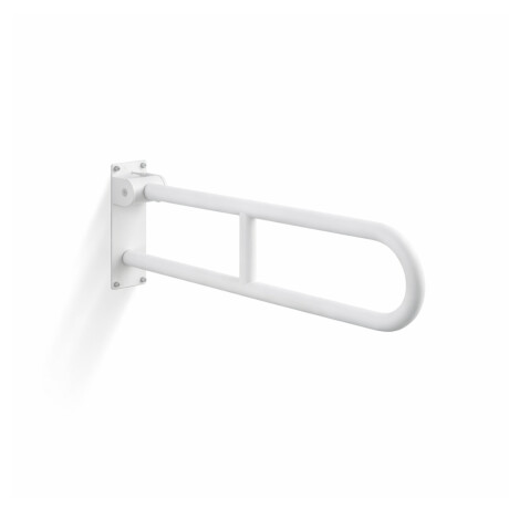 Stützhandlauf für Menschen mit Behinderungen, Ø 32, gebogen, schwenkbar, STANDARD – 70 cm / Edelstahl, mattweiß #1
