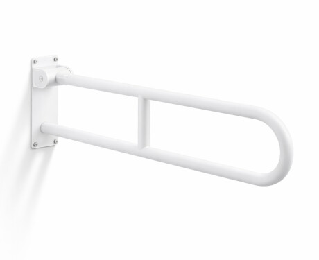 Stützhandlauf für Menschen mit Behinderungen, Ø 32, gebogen, klappbar, STANDARD – 80 cm / Edelstahl, mattweiß