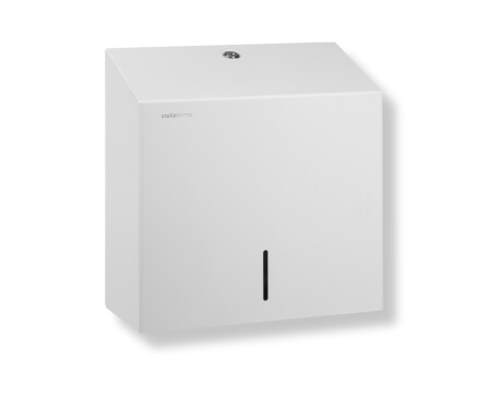 Spender für V-gefaltete Papierhandtücher (max. Papierabmessungen 25 × 11,5 × 24 cm), Serie R1 / Edelstahl, mattweiß