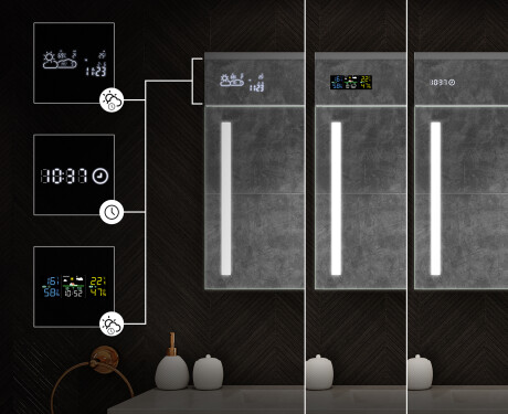 Hängender Badezimmerschrank mit LED-Spiegel L02 Emily 100 x 72 cm in der Farbe San Marino #4
