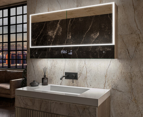 Bad Spiegelschrank Lily mit LED Beleuchtung - 2-türig 100 x 72,5cm