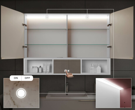 Bad Spiegelschrank Emma mit LED Beleuchtung - 2-türig 100 x 72cm #5