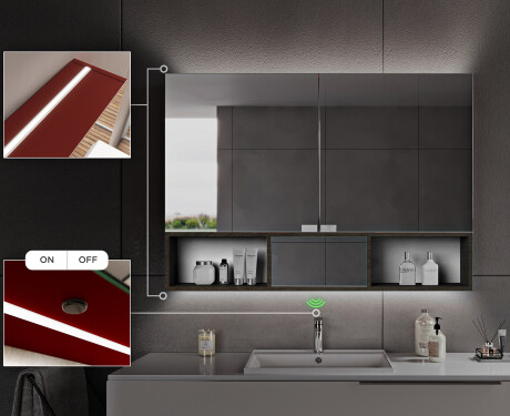Bad Spiegelschrank Emma mit LED Beleuchtung - 2-türig 100 x 72cm #7