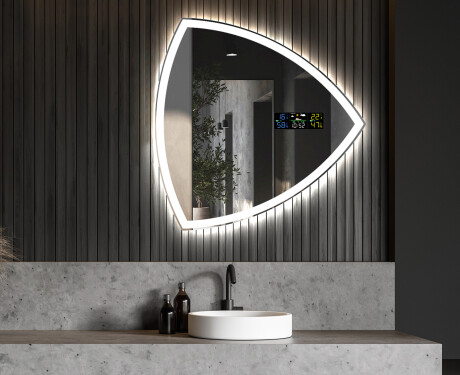 Unregelmäßiger asymmetrischer Spiegel mit LED Beleuchtung T222 #5