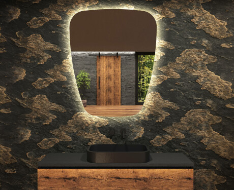 Unregelmäßiger asymmetrischer Spiegel mit LED Beleuchtung Z221