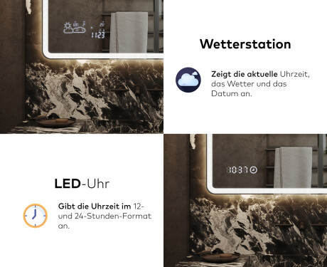 Abgerundeter Badspiegel mit LED Beleuchtung L141 #7
