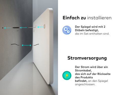 Abgerundeter Badspiegel mit LED Beleuchtung L145 #11