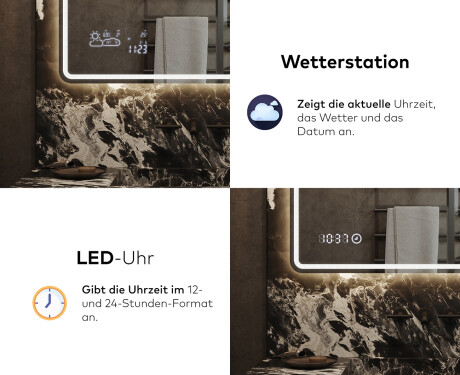 Abgerundeter Badspiegel mit LED Beleuchtung L147 #7